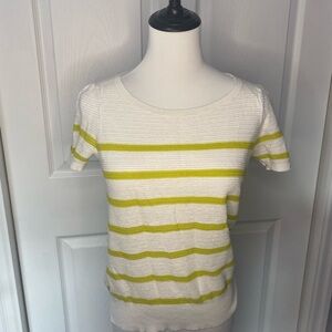LOFT knit top - white with green stripes